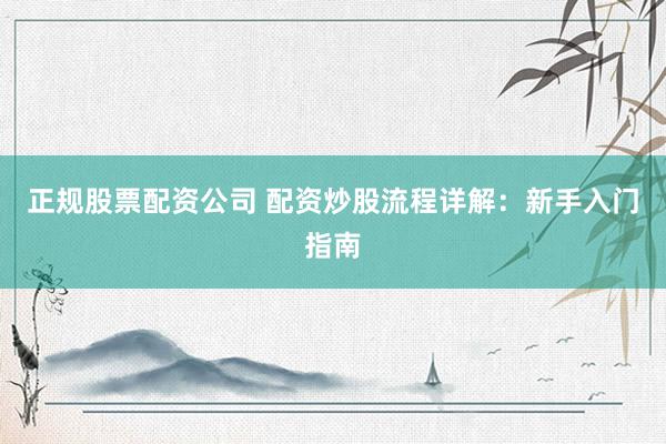 正规股票配资公司 配资炒股流程详解：新手入门指南