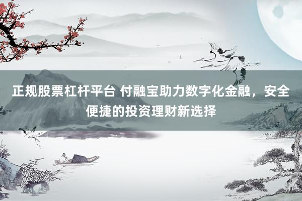 正规股票杠杆平台 付融宝助力数字化金融，安全便捷的投资理财新选择