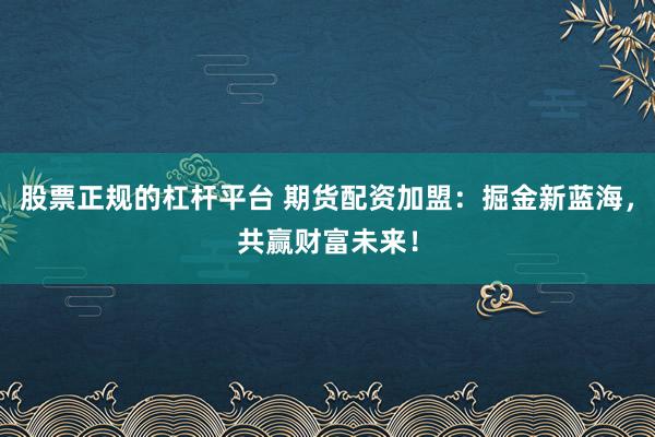 股票正规的杠杆平台 期货配资加盟：掘金新蓝海，共赢财富未来！
