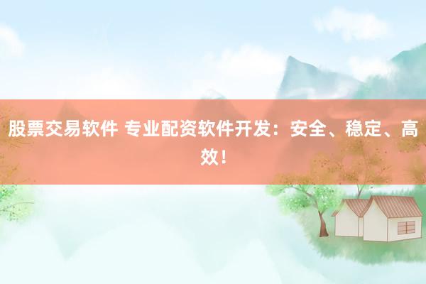 股票交易软件 专业配资软件开发：安全、稳定、高效！