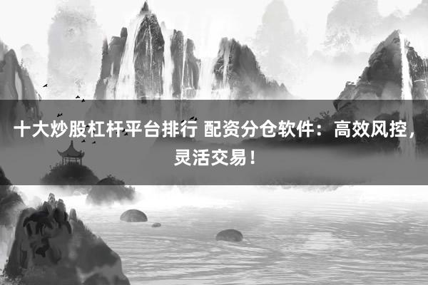 十大炒股杠杆平台排行 配资分仓软件：高效风控，灵活交易！