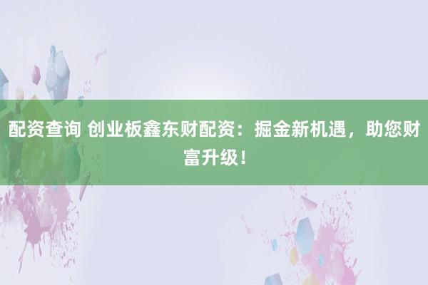 配资查询 创业板鑫东财配资：掘金新机遇，助您财富升级！