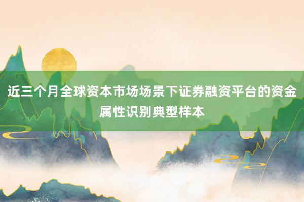 近三个月全球资本市场场景下证券融资平台的资金属性识别典型样本