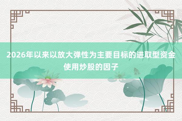 2026年以来以放大弹性为主要目标的进取型资金使用炒股的因子