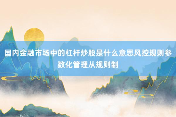 国内金融市场中的杠杆炒股是什么意思风控规则参数化管理从规则制
